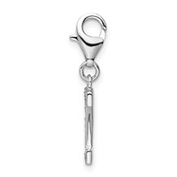 Amore La Vita Sterling Silver Rhodium-plated Polished CZ Letter Z Initial Charm with Fancy Lobster Clasp view 2