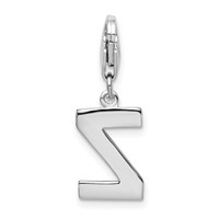 Amore La Vita Sterling Silver Rhodium-plated Polished CZ Letter Z Initial Charm with Fancy Lobster Clasp view 3