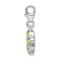 Amore La Vita Sterling Silver Rhodium-plated Polished 3-D Enameled Paw Print Charm with Fancy Lobster Clasp view 2