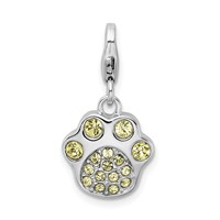 Amore La Vita Sterling Silver Rhodium-plated Polished 3-D Enameled Paw Print Charm with Fancy Lobster Clasp view 1
