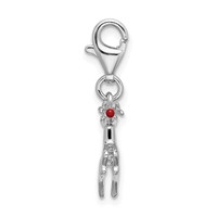 Amore La Vita Sterling Silver Rhodium-plated Polished 3-D Enameled Reindeer Charm with Fancy Lobster Clasp view 2