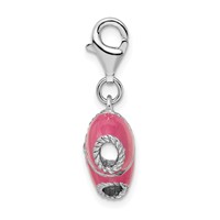 Amore La Vita Sterling Silver Rhodium-plated Polished 3-D Pink Enameled 3-D Bikini Bottom Charm with Fancy Lobster Clasp view 2