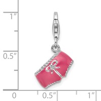 Amore La Vita Sterling Silver Rhodium-plated Polished 3-D Pink Enameled 3-D Bikini Bottom Charm with Fancy Lobster Clasp view 4