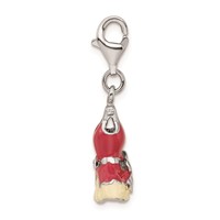 Sterling Silver RH Pink Enameled Crystal Dress Charm view 2