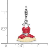 Sterling Silver RH Pink Enameled Crystal Dress Charm view 4