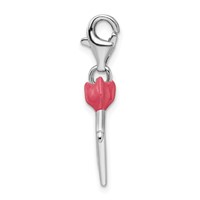Amore La Vita Sterling Silver Rhodium-plated Polished Enameled Bullseye and Heart Arrow Charm with Fancy Lobster Clasp view 2