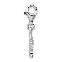 Amore La Vita Sterling Silver Rhodium-plated Polished CZ Crown Charm with Fancy Lobster Clasp view 2