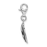 Amore La Vita Sterling Silver Rhodium-plated Polished Enameled Heart Charm with Dog Paw Print view 2