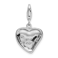 Amore La Vita Sterling Silver Rhodium-plated Polished Enameled Heart Charm with Dog Paw Print view 3