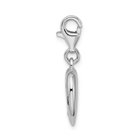 Amore La Vita Sterling Silver Rhodium-plated Polished Enameled CZ Baby on Board Heart Charm with Fancy Lobster Clasp view 2