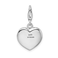 Amore La Vita Sterling Silver Rhodium-plated Polished Enameled CZ Baby on Board Heart Charm with Fancy Lobster Clasp view 3