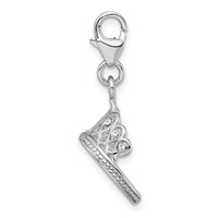 Amore La Vita Sterling Silver Rhodium-plated Polished 3-D Crystal Tiara Charm with Fancy Lobster Clasp view 2