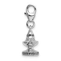 Amore La Vita Sterling Silver Rhodium-plated Polished 3-D Enameled Magic Lamp Charm with Fancy Lobster Clasp view 2