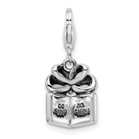 Amore La Vita Sterling Silver Rhodium-plated Polished Yellow Crystal Enameled Present Charm with Fancy Lobster Clasp view 3
