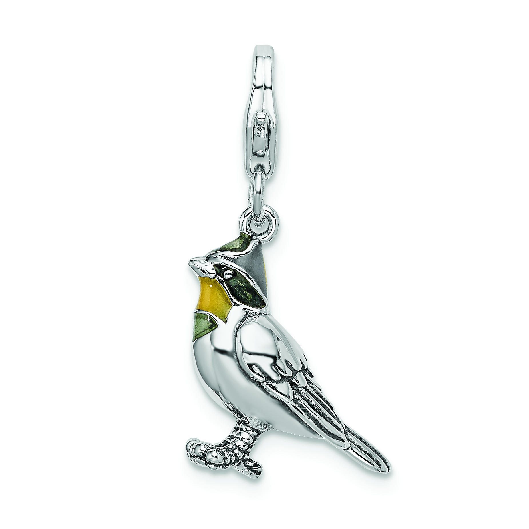 Sterling Silver Enameled 3-D Gold Plated Lamp W//Lobster Clasp Charm