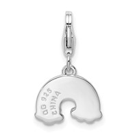 Amore La Vita Sterling Silver Rhodium-plated Polished Multi-colored Enameled Rainbow Charm with Fancy Lobster Clasp view 3