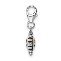 Amore La Vita Sterling Silver Rhodium-plated Polished 3-D Yellow Crystal Sun Charm with Fancy Lobster Clasp view 2