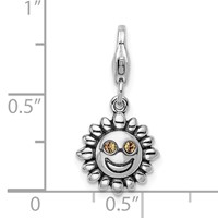 Amore La Vita Sterling Silver Rhodium-plated Polished 3-D Yellow Crystal Sun Charm with Fancy Lobster Clasp view 4