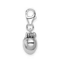 Amore La Vita Sterling Silver Rhodium-plated Polished 3-D Crystal Enameled Heart Opens Charm with Fancy Lobster Clasp view 2