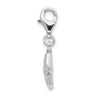 Amore La Vita Sterling Silver Rhodium-plated Polished CZ Moon and Star Charm with Fancy Lobster Clasp view 2