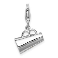 Amore La Vita Sterling Silver Rhodium-plated Polished 3-D Yellow CZ Megaphone Charm with Fancy Lobster Clasp view 3