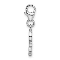 Amore La Vita Sterling Silver Rhodium-plated Polished Red Enameled Love Charm with Fancy Lobster Clasp view 2