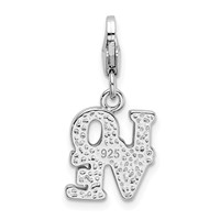 Amore La Vita Sterling Silver Rhodium-plated Polished Red Enameled Love Charm with Fancy Lobster Clasp view 3