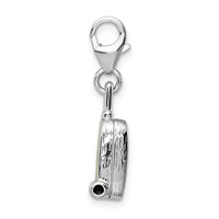 Amore La Vita Sterling Silver Rhodium-plated Polished 3-D Enameled Brazilian Flag Suitcase Charm with Fancy Lobster Clasp view 2
