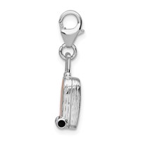 Amore La Vita Sterling Silver Rhodium-plated Polished 3-D Enameled Canadian Flag Suitcase Charm with Fancy Lobster Clasp view 2