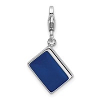 Amore La Vita Sterling Silver Rhodium-plated Polished 3-D Enameled Passport Charm with Fancy Lobster Clasp view 3
