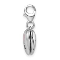 Amore La Vita Sterling Silver Rhodium-plated Polished 3-D Enameled CZ Love Heart Locket Charm with Fancy Lobster Clasp view 2