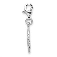 Amore La Vita Sterling Silver Rhodium-plated Polished 3-D Feather Charm with Fancy Lobster Clasp view 2
