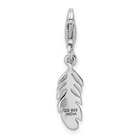 Amore La Vita Sterling Silver Rhodium-plated Polished 3-D Feather Charm with Fancy Lobster Clasp view 3