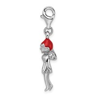 Amore La Vita Sterling Silver Rhodium-plated Polished 3-D Enameled with CZ Fairy Charm with Fancy Lobster Clasp view 2
