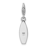 Amore La Vita Sterling Silver Rhodium-plated Polished Enameled Surf Board Charm with Flowers Lobster Clasp view 3