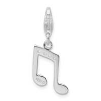 Amore La Vita Sterling Silver Rhodium-plated Polished CZ Music Note Lobster Clasp Charm view 3