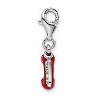 Amore La Vita Sterling Silver Rhodium-plated Polished 3-D Enameled Call ME Phone Lobster Clasp Charm view 2