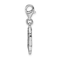 Amore La Vita Sterling Silver Rhodium-plated Polished 3-D Oxidized Wing Charm with Fancy Lobster Clasp view 2