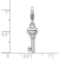 Amore La Vita Sterling Silver Rhodium-plated Polished 3-D Key Charm with Fancy Lobster Clasp view 4