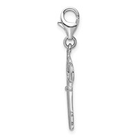 Amore La Vita Sterling Silver Rhodium-plated Polished Skeleton Key Charm with Fancy Lobster Clasp view 2