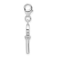 Sterling Silver Rhodium-plated 3-D Enameled Key W Lobster Clasp Charm view 2