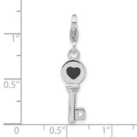 Sterling Silver Rhodium-plated 3-D Enameled Key W Lobster Clasp Charm view 4