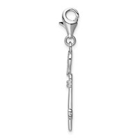 Amore La Vita Sterling Silver Rhodium-plated Polished Clear CZ Heart Top Key Charm with Fancy Lobster Clasp view 2