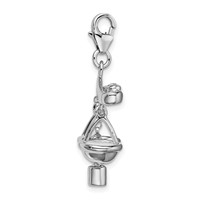 Amore La Vita Sterling Silver Rhodium-plated Polished 3-D Enameled Scales of Justice Charm with Fancy Lobster Clasp view 2