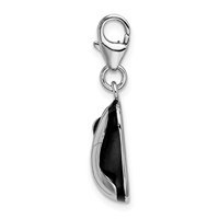 Amore La Vita Sterling Silver Rhodium-plated Polished 3-D Enameled Mouse Charm with Fancy Lobster Clasp view 2