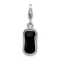 Amore La Vita Sterling Silver Rhodium-plated Polished 3-D Enameled Mouse Charm with Fancy Lobster Clasp view 3