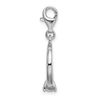 Amore La Vita Sterling Silver Rhodium-plated Polished 3-D CZ Polished Engagement Ring Charm with Fancy Lobster Clasp view 2