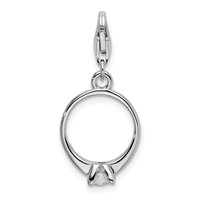 Amore La Vita Sterling Silver Rhodium-plated Polished 3-D CZ Polished Engagement Ring Charm with Fancy Lobster Clasp view 3