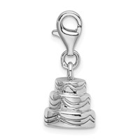 Amore La Vita Sterling Silver Rhodium-plated Polished 3-D Wedding Cake Charm with Fancy Lobster Clasp view 2
