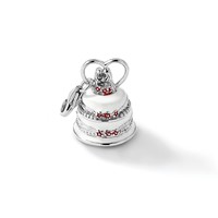 Amore La Vita Sterling Silver Rhodium-plated Polished 3-D Enameled Wedding Cake Charm with Fancy Lobster Clasp view 4